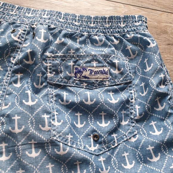 Men Trunks Surf Swim Co Anchor Print Swim XL Drawstring 36 In Waist Mesh Lining - Picture 7 of 7